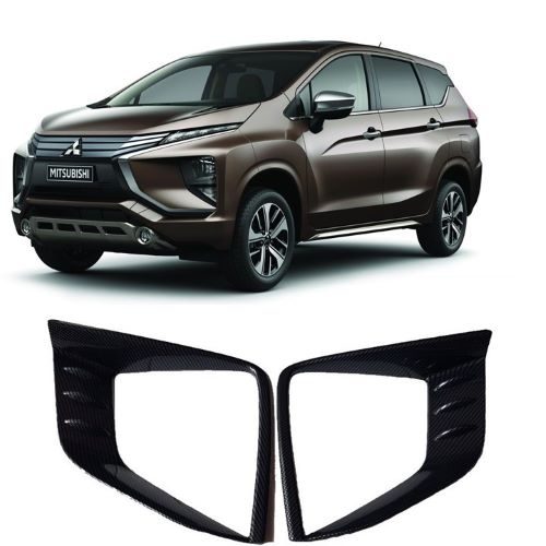 BỘ ỐP TRANG TRÍ VIỀN ĐÈN TRƯỚC VÂN CACBON DÀNH CHO XE MITSUBISHI XPANDER 2018-2019