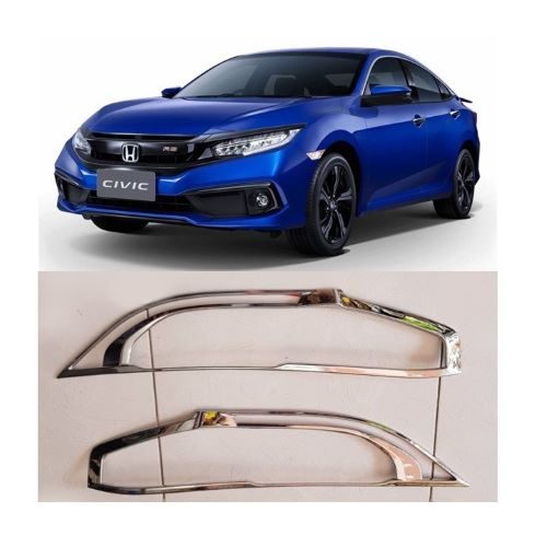 BỘ ỐP TRANG TRÍ VIỀN ĐÈN TRƯỚC MẠ CROM DÀNH CHO XE HONDA CIVIC-2019