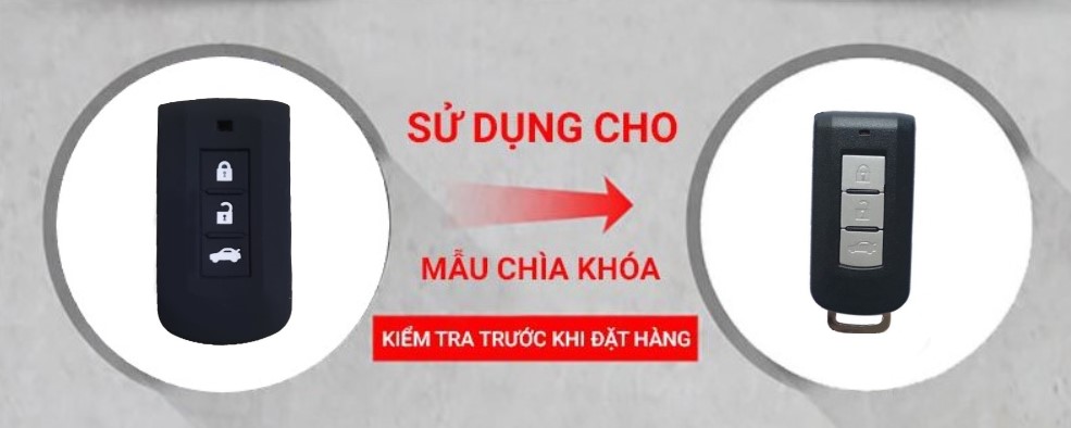 BỌC CHÌA KHÓA SILICON 3 NÚT BẤM DÀNH CHO XE MITSUBISHI OUTLANDER CAO CẤP