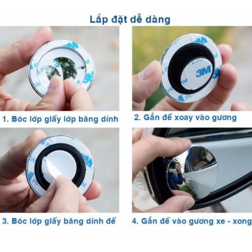 BỘ 02 GƯƠNG CẦU LỒI 360 GẮN GƯƠNG CHIẾU HẬU XE Ô TÔ 3R-057