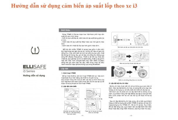CẢM BIẾN ÁP SUẤT LỐP ELLISAFE i3 QUẢN LÝ BẰNG ĐIỆN THOẠI