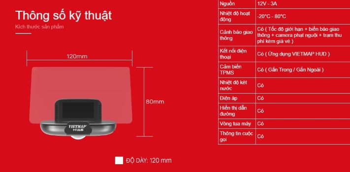 HUD DẪN ĐƯỜNG KẾT NỐI CẢM BIẾN TPMS VIETMAP H1AS 