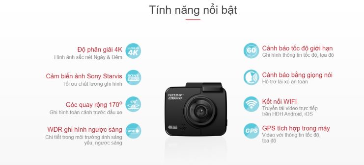 CAMERA HÀNH TRÌNH CẢNH BÁO GIAO THÔNG VIETMAP C61 PRO