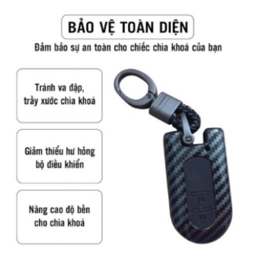 ỐP BỌC CHÌA KHÓA PHỦ VÂN CARBON XE TOYOTA RUSH KÈM MÓC KHÓA 